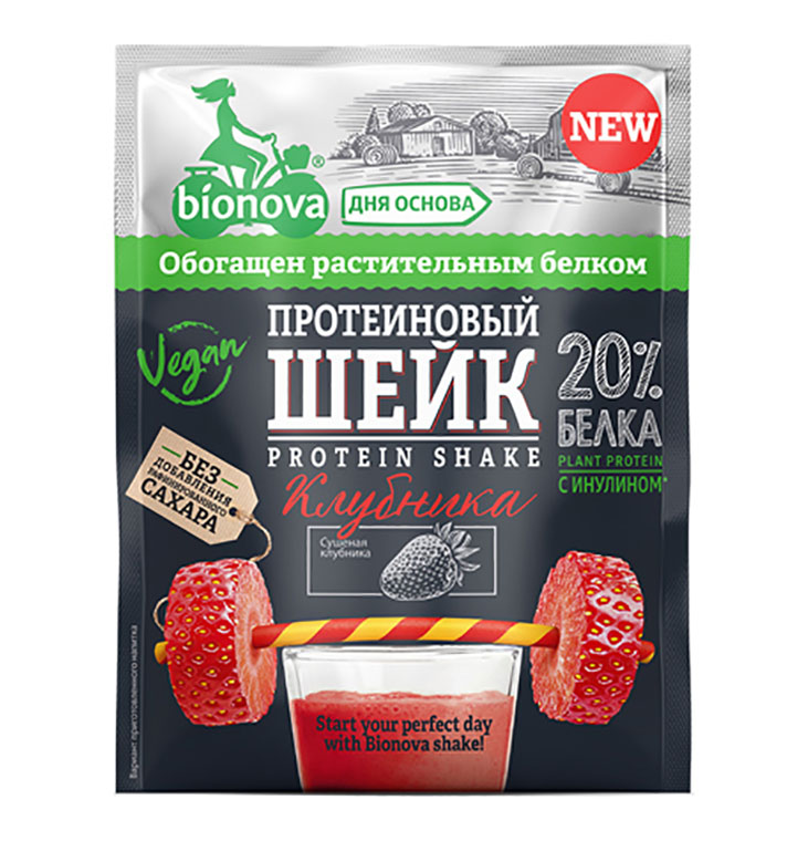 Шейк протеиновый Bionova 25 г, вкус: клубника