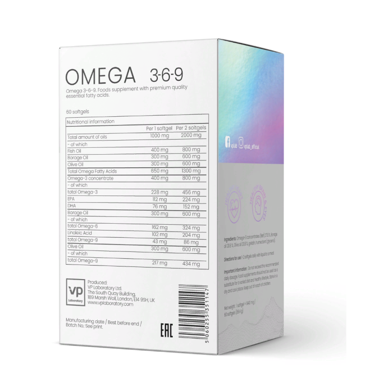 Омега жиры VPLab Omega 3-6-9 60 капсул купить омега жиры vplab omega 3-6-9 60 капсул