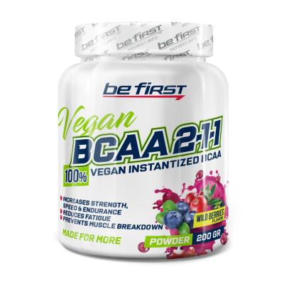 Аминокислоты Be First BCAA 2:1:1 Vegan powder 200 грамм лесные ягоды