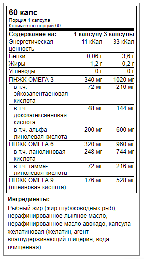 купить омега жиры atech nutrition premium omega 3-6-9 60 капсул