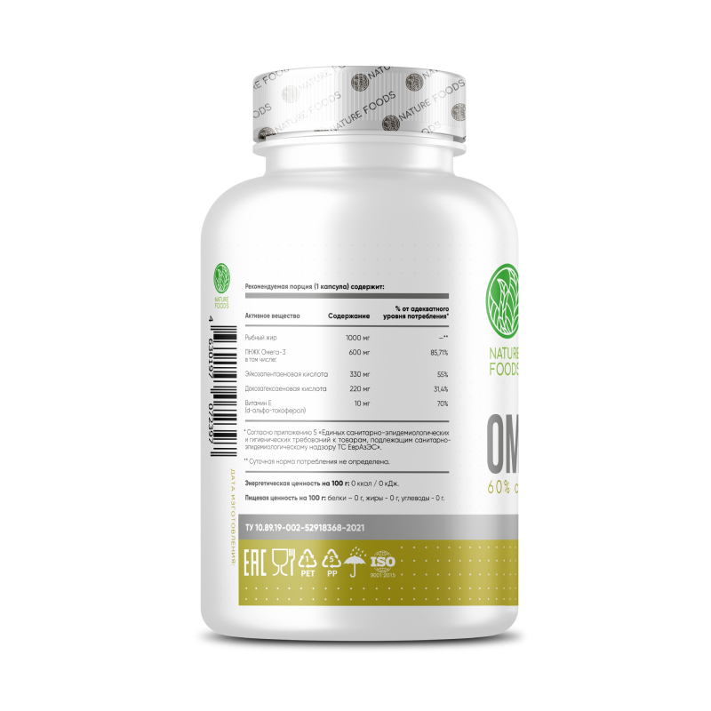 Омега-жиры Nature Foods Omega 3 60% 90 капсул купить омега-жиры nature foods omega 3 60% 90 капсул