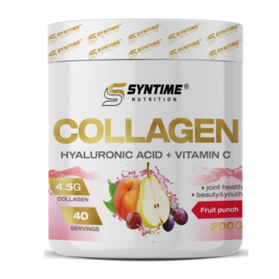Коллаген Syntime Nutrition Collagen Hyaluronic Acid + Vitamin C 200 г - фруктовый пунш Коллаген Syntime Nutrition Collagen Hyaluronic Acid + Vitamin C 200 г - фруктовый пунш
