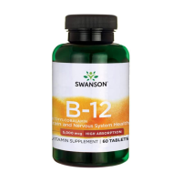 Витамины Swanson B-12 Methylcobalamin High Absorption 5,000 мкг 60 таб Витамины Swanson B-12 Methylcobalamin High Absorption 5,000 мкг 60 таб
