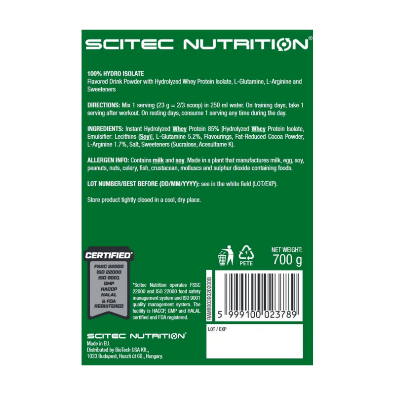 купить изолят scitec nutrition 100% hydro isolate 700 г