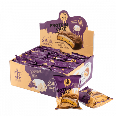 Печенье FitKit Protein Cake 70 г 12 шт - ромовая баба