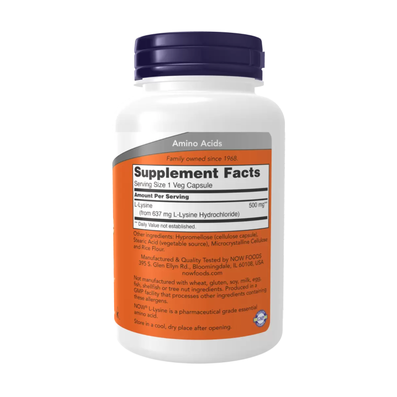 купить лизин now l-lysine 500 мг 100 капсул