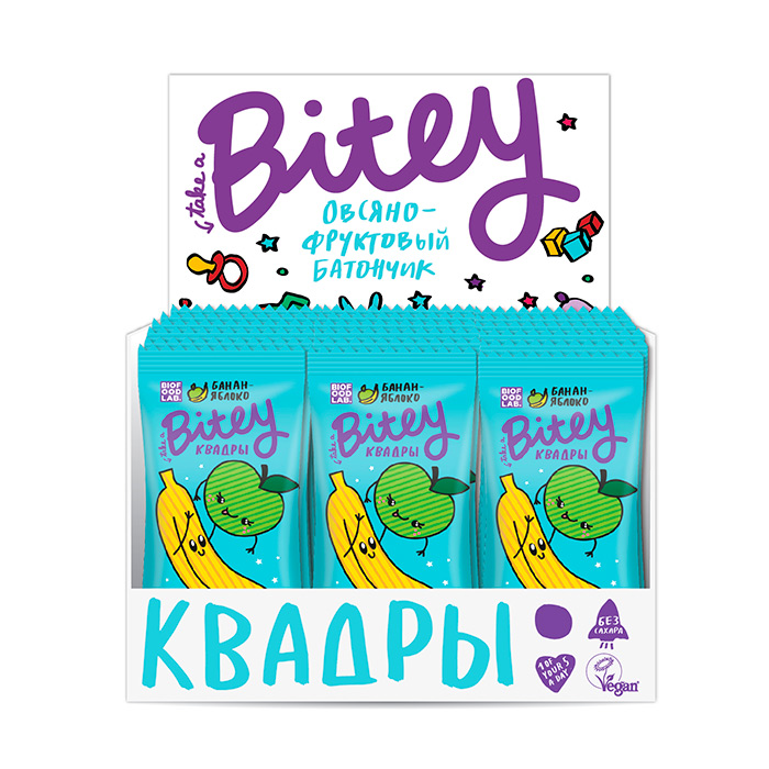 Батончики Bite Bitey Квадры овсяно-фруктовые 30 г Батончики Bite Bitey Квадры овсяно-фруктовые 30 г