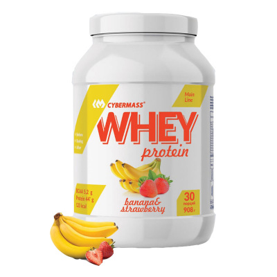 Протеин Cybermass WHEY Protein 908 г, вкус: банан-клубника