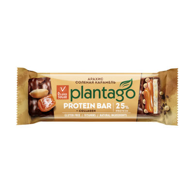 Батончики Plantago Protein Bar + Collagen 40 г арахис-карамель Батончики Plantago Protein Bar + Collagen 40 г арахис-карамель