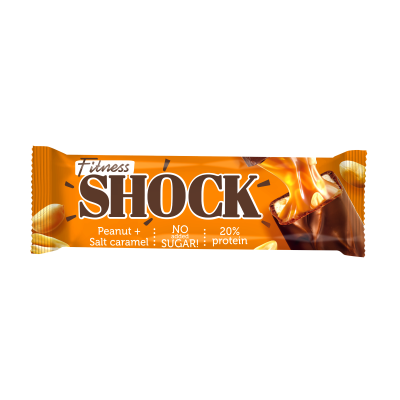 Батончик глазированный FitnesSHOCK NO SUGAR BAR 50 грамм, вкус: арахис-соленая карамель