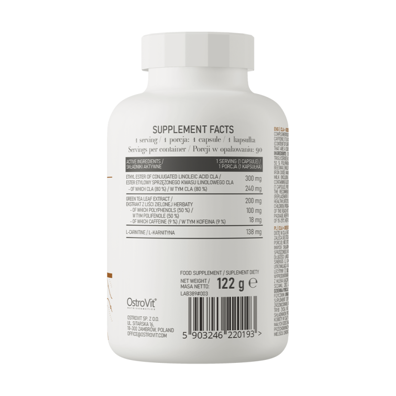 Конъюгированная линолевая кислота Ostrovit CLA + Green Tea + L-carnitine 90 капсул купить конъюгированная линолевая кислота ostrovit cla + green tea + l-carnitine 90 капсул