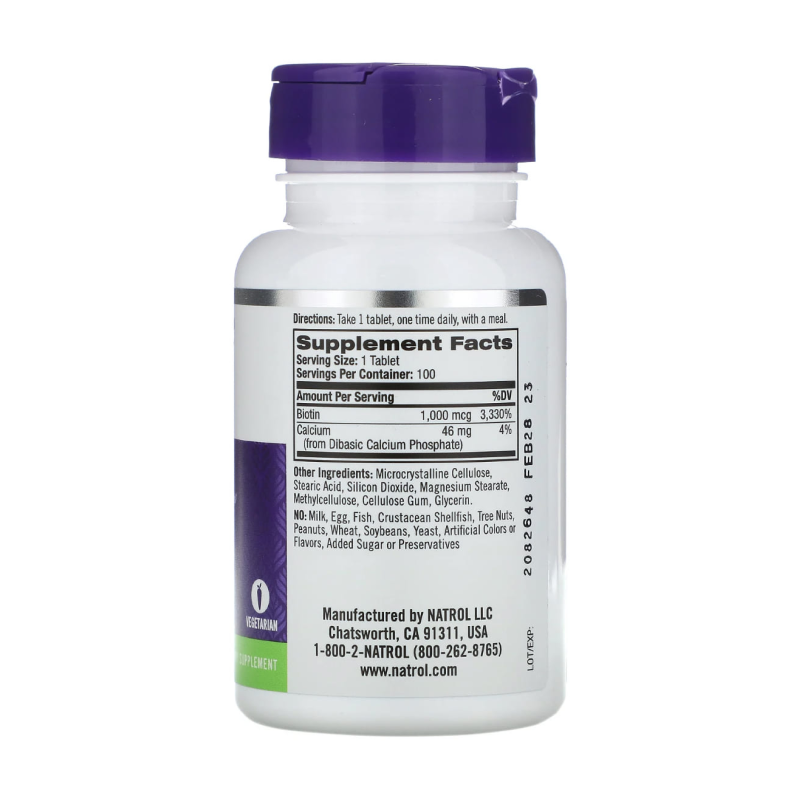 купить биотин natrol biotin 1000 мг 100 таблеток