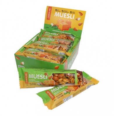 Батончики Chikalab Chikabar Muesli 40 г 12 штук, вкус: миндаль-соленая карамель Батончики Chikalab Chikabar Muesli 40 г 12 штук, вкус: миндаль-соленая карамель
