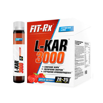Карнитин FIT-Rx L-KAR 3000 20 ампул, вкус: земляника Карнитин FIT-Rx L-KAR 3000 20 ампул, вкус: земляника