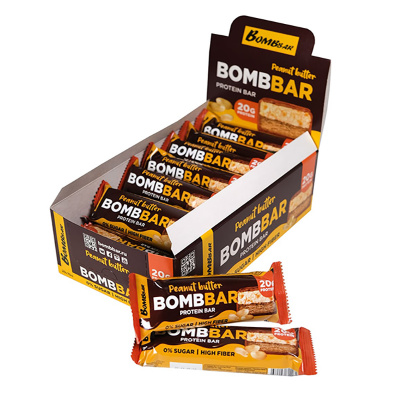 Батончики ореховые глазированные BOMBBAR 20 штук х 70 грамм, вкус: арахисовая паста Батончики ореховые глазированные BOMBBAR 20 штук х 70 грамм, вкус: арахисовая паста