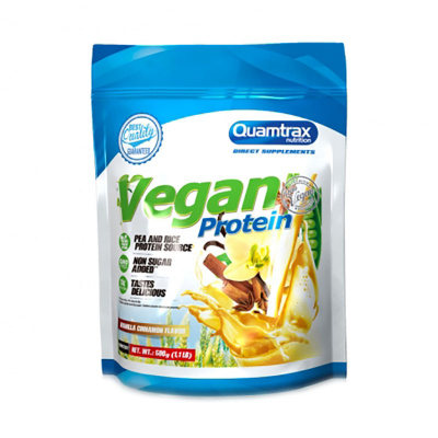 Протеин Quamtrax Nutrition Vegan Protein 500 г, вкус: ваниль-корица