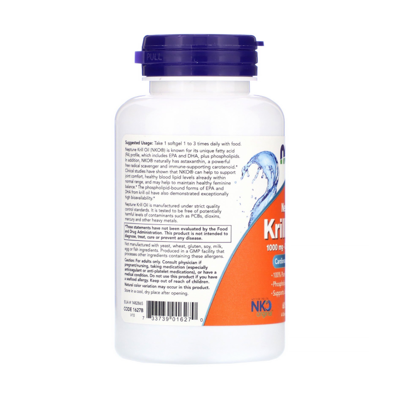 Масло Криля NOW Krill 1000 мг Double Strength 60 мягких капсул купить масло криля now krill 1000 мг double strength 60 мягких капсул