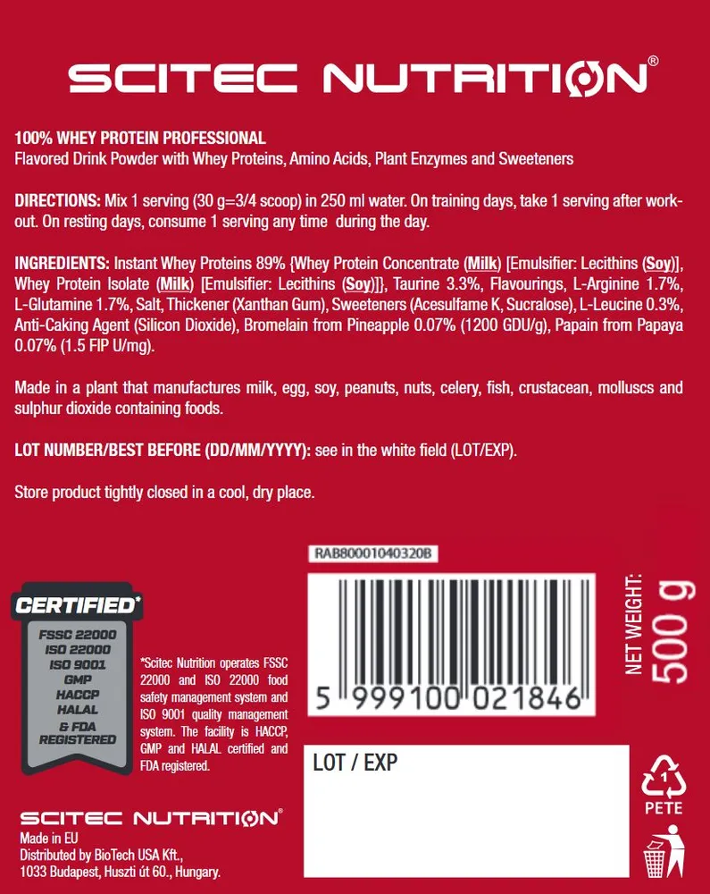 купить протеин сывороточный scitec nutrition whey protein professional 500 г