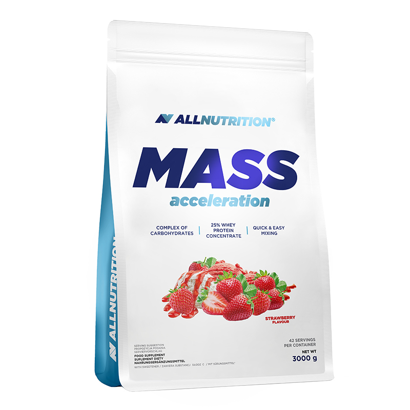 Гейнер ALLNUTRITION Mass Acceleration 3000 г, вкус: клубника