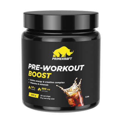 Предтренировочный комплекс Prime-Kraft PRE-Workout Boost 300 г - кола Предтренировочный комплекс Prime-Kraft PRE-Workout Boost 300 г - кола