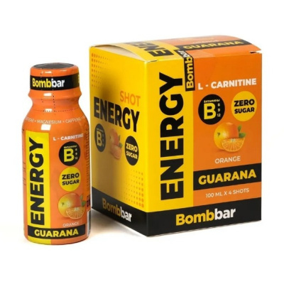 L-Карнитин Bombbar ENERGY L-Carnitine-Guarana 4 шт 100 мл - апельсин L-Карнитин Bombbar ENERGY L-Carnitine-Guarana 4 шт 100 мл - апельсин
