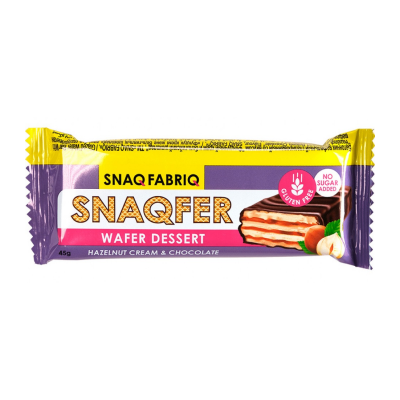 Батончик вафельный SNAQFER глазированный 45 г - фундучный крем и бельгийский шоколад Батончик вафельный SNAQFER глазированный 45 г - фундучный крем и бельгийский шоколад