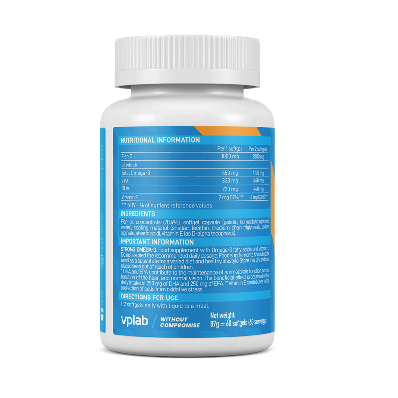 Омега-жиры VPLab Strong Omega 3 60 капсул купить омега-жиры vplab strong omega 3 60 капсул