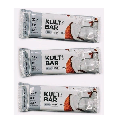 Батончик Kult Bar 20 штук 60 г - кокосовый мусс Батончик Kult Bar 20 штук 60 г - кокосовый мусс