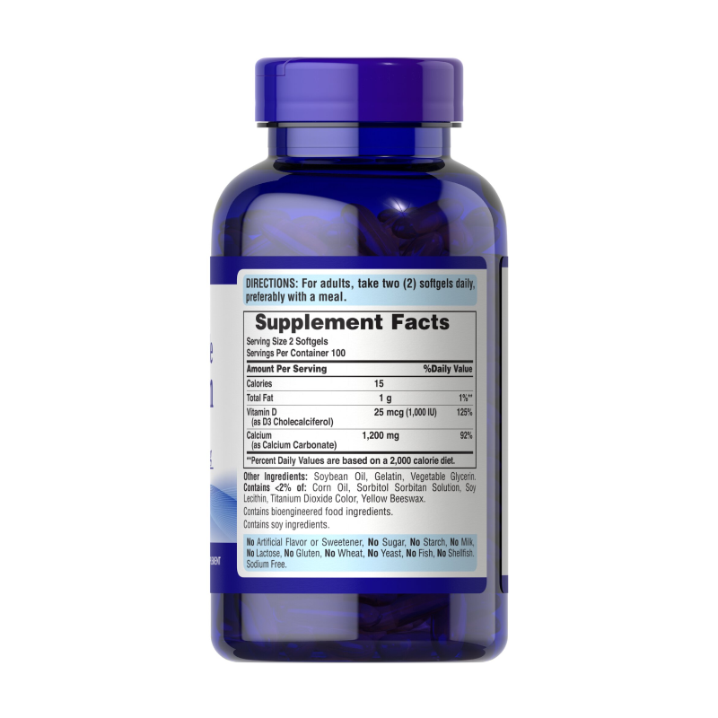 купить витаминно-минеральный комплекс puritans pride absorbable calcium 1200 мг plus vitamin d3 200 капсул