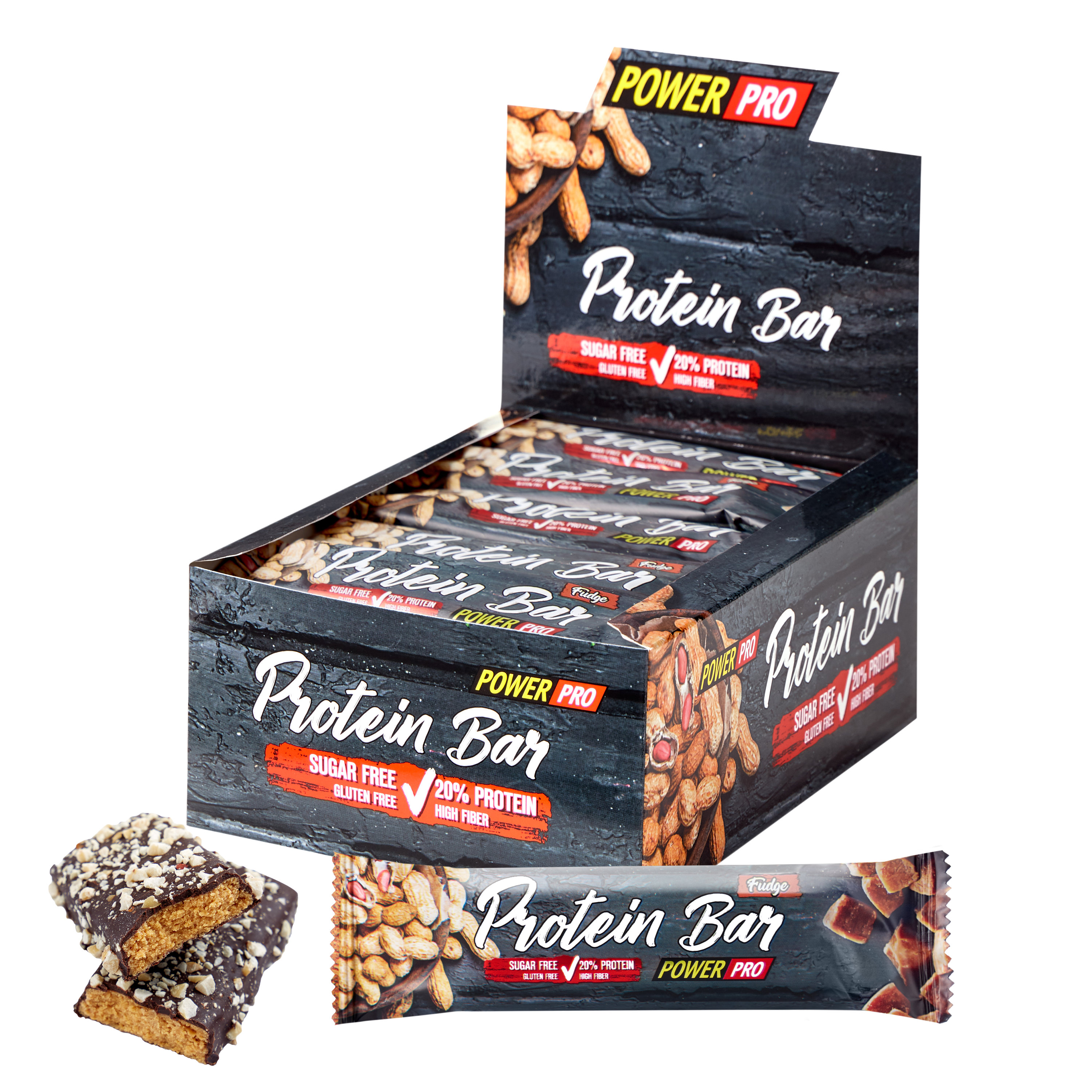 купить батончики power pro protein bar 20% с арахисом, без сахара 40 г 20 шт