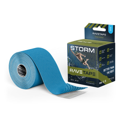 Кинезиотейп RaveTape STORM 1 штука (5 х 500 сантиметров), цвет: голубой Кинезиотейп RaveTape STORM 1 штука (5 х 500 сантиметров), цвет: голубой
