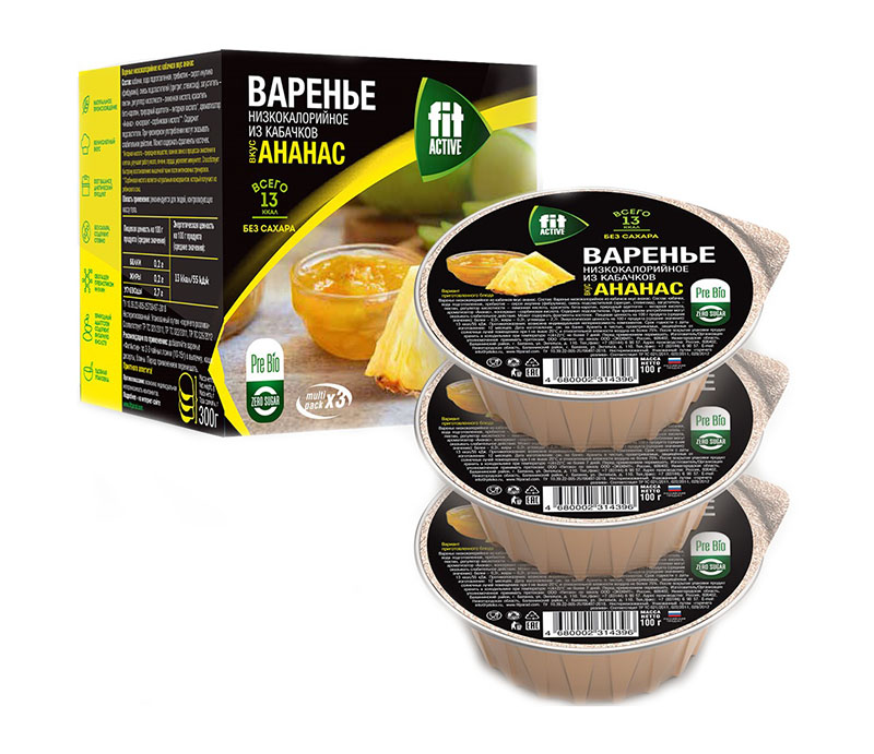 Варенье из кабачков 300 г - ананас (3 порционных упаковки)