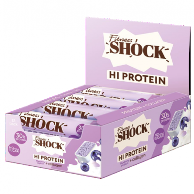 Батончик глазированный FitnesSHOCK Hi Protein 12 шт 40 г - черничный десерт