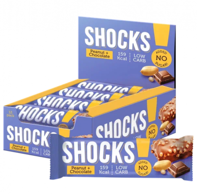 Батончик глазированный FitnesSHOCK  SHOCKS 12 штук 35 г - арахис