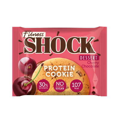 Печенье неглазированное FitnesSHOCK Protein Cookie Dessert 35 грамм, вкус: вишня-шоколад