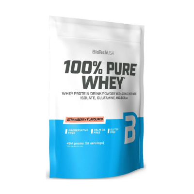 Протеин BioTech 100% Pure Whey 454 г клубника