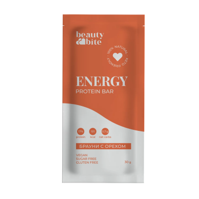 Батончик Energy Protein Bar 10 шт 30 г брауни с грецким орехом Батончик Energy Protein Bar 10 шт 30 г брауни с грецким орехом