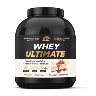 Протеин Prime-Kraft Whey Ultimate 1800 г - малиновый чизкейк