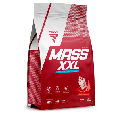 Гейнер Trec Nutrition Mass XXL 3000 г, вкус: клубника
