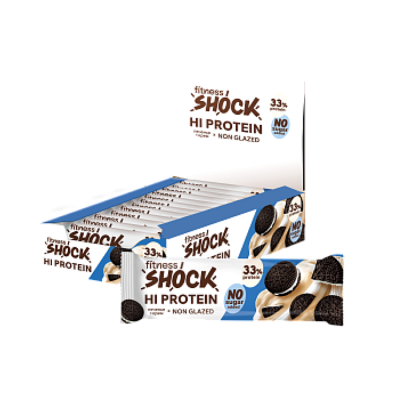 Батончик FitnesSHOCK неглазированный Hi Protein 12 шт 60 г печенье