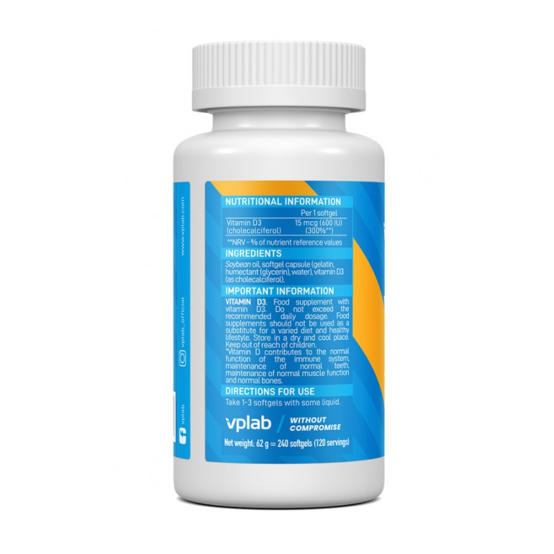 Витамины vplab Vitamin D3 600 МЕ 240 капсул купить витамины vplab vitamin d3 600 ме 240 капсул