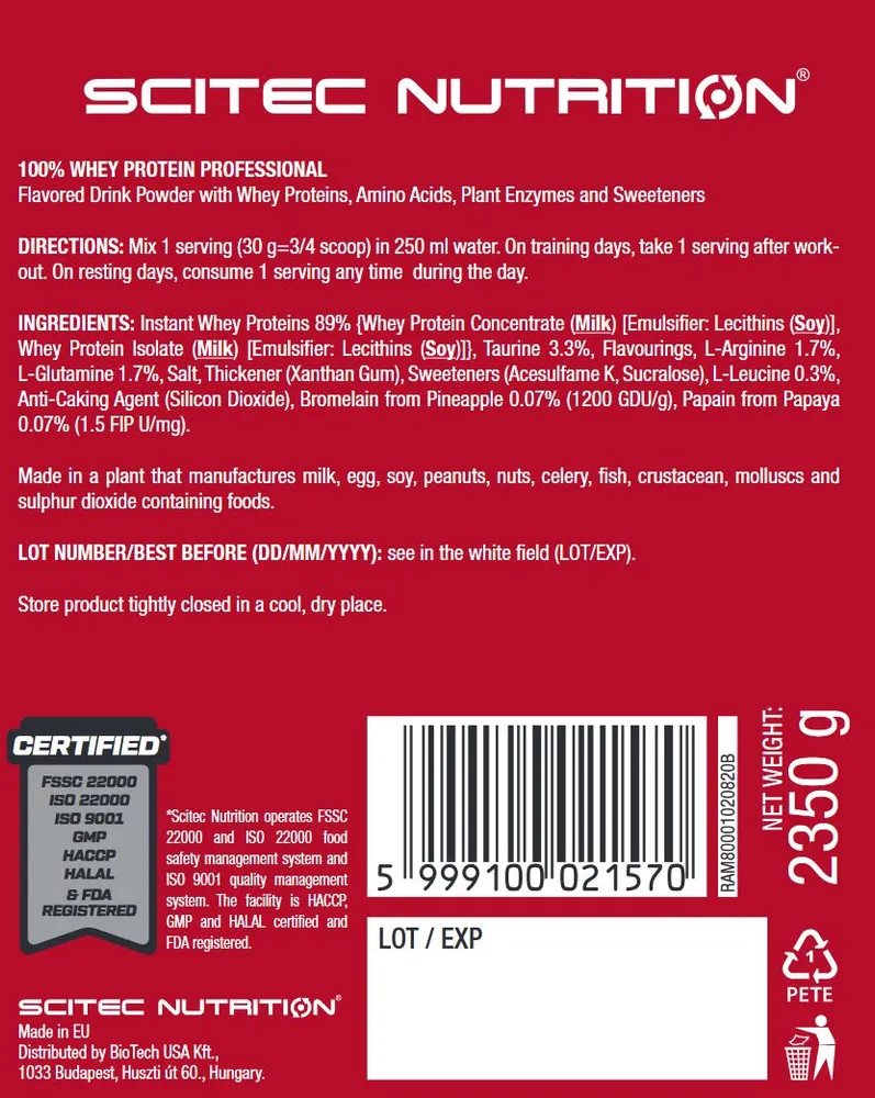 купить протеин сывороточный scitec nutrition whey protein professional 2350 г