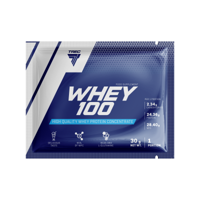Протеин Trec Nutrition Whey 100, 30 г, 30 шт, вкус: клубника