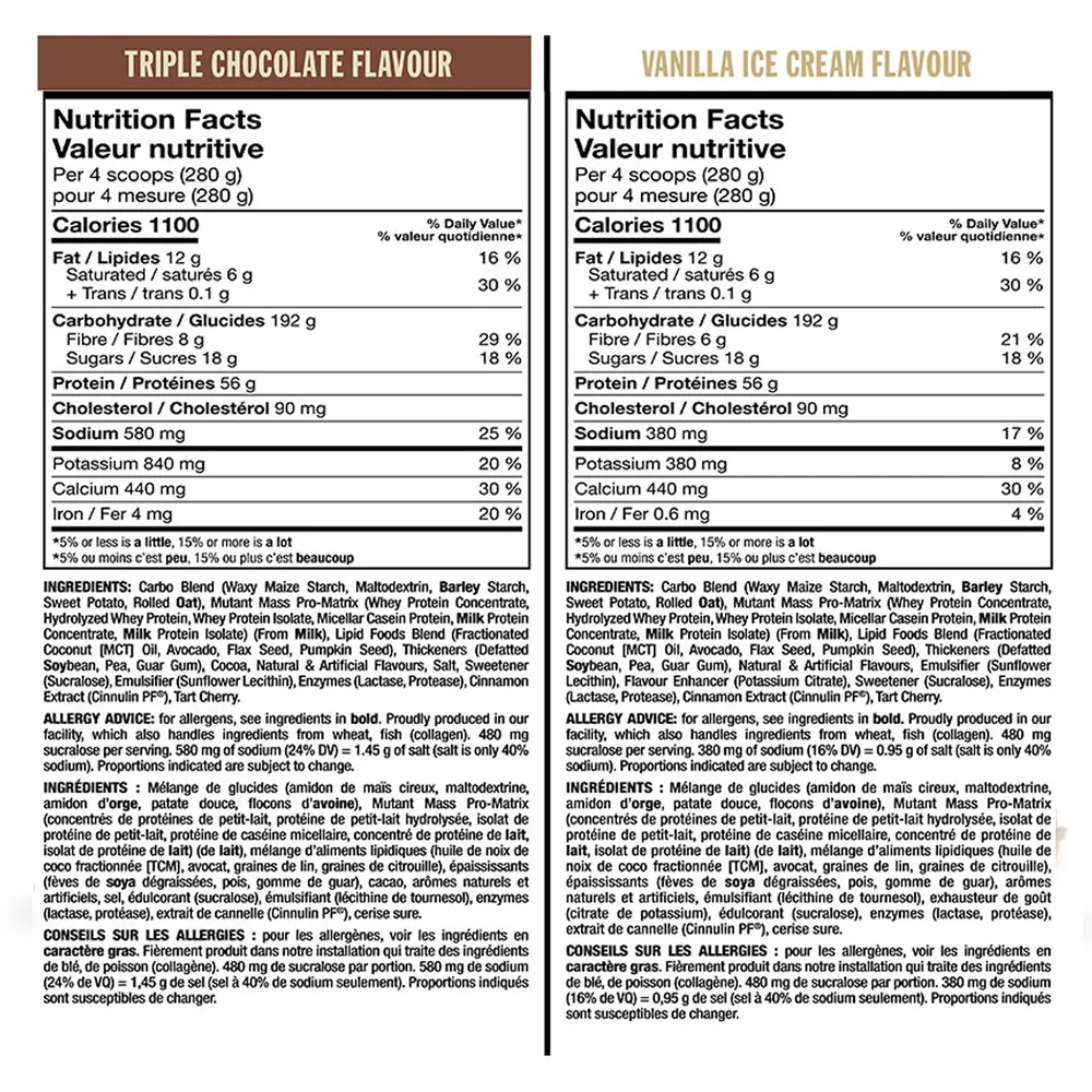 Гейнер Mutant Mass 2724 г тройной шоколад и ванильное мороженное	