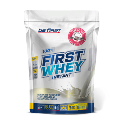 Протеин Be First First Whey Instant 900 г - клубничное мороженое
