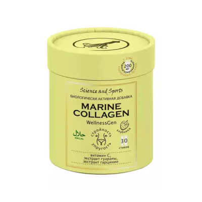 Коллаген Science and Sports Marine Collagen 30 пакетов (контроль веса, с экстактом гарцинии и гуараны) ваниль-кокос Коллаген Science and Sports Marine Collagen 30 пакетов (контроль веса, с экстактом гарцинии и гуараны) ваниль-кокос