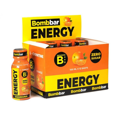 L-Карнитин Bombbar ENERGY L-Carnitine-Guarana 12 шотов х 100 миллилитров, вкус: апельсин L-Карнитин Bombbar ENERGY L-Carnitine-Guarana 12 шотов х 100 миллилитров, вкус: апельсин