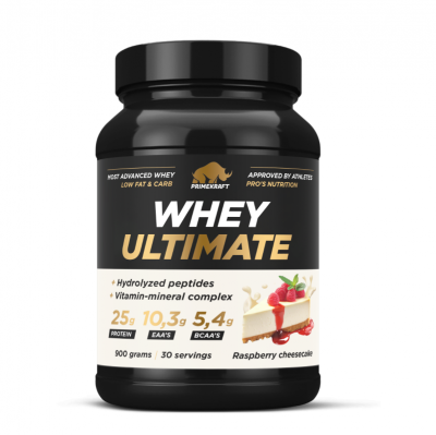 Протеин Prime-Kraft Whey Ultimate 900 г - малиновый чизкейк