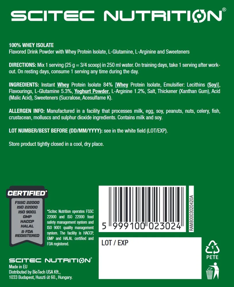 Протеин Scitec Nutrition Whey Isolate 700 г, вкус: шоколад