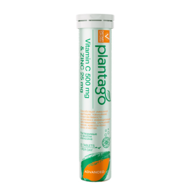 Витаминно-минеральный комплекс Plantago Vitamin C + Zinc (туба) 20 шип. таблеток - апельсин Витаминно-минеральный комплекс Plantago Vitamin C + Zinc (туба) 20 шип. таблеток - апельсин